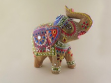 Joyful Joyful! Handpainted Jeweled Wooden Elephant