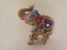 Joyful Joyful! Handpainted Jeweled Wooden Elephant