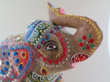 Joyful Joyful! Handpainted Jeweled Wooden Elephant