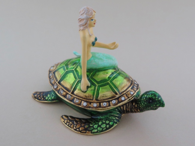 Enamel Box - Mermaid on Her Turtle - Click Image to Close