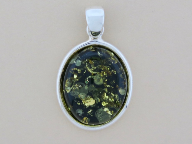 Green Amber Oval - Click Image to Close