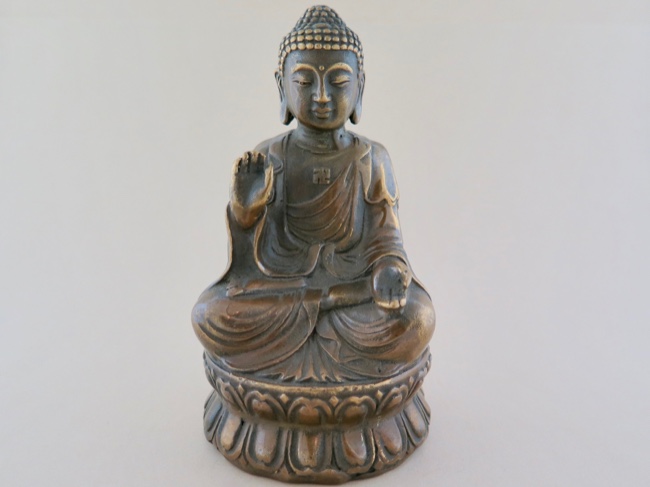 Bronze Buddha, Overcoming Fear Mudra - Click Image to Close