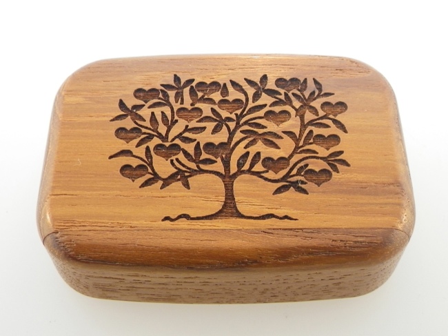 Secret Box - Heart Tree - Central American Teak - Click Image to Close