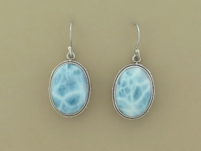 Larimar Oval Dangles - Click Image to Close