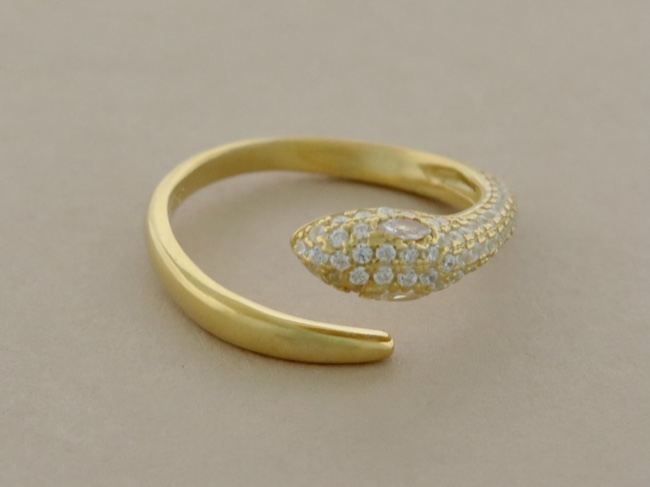 Vermeil Gold CZ Snake - Click Image to Close